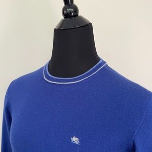 New Etro Sweater Crewneck Virgin Wool Royal Blue Pullover Sweater Etro Italy